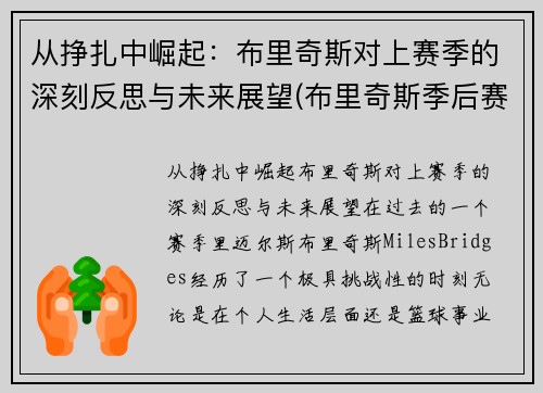 从挣扎中崛起：布里奇斯对上赛季的深刻反思与未来展望(布里奇斯季后赛数据)