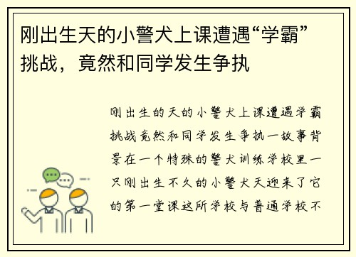 刚出生天的小警犬上课遭遇“学霸”挑战，竟然和同学发生争执